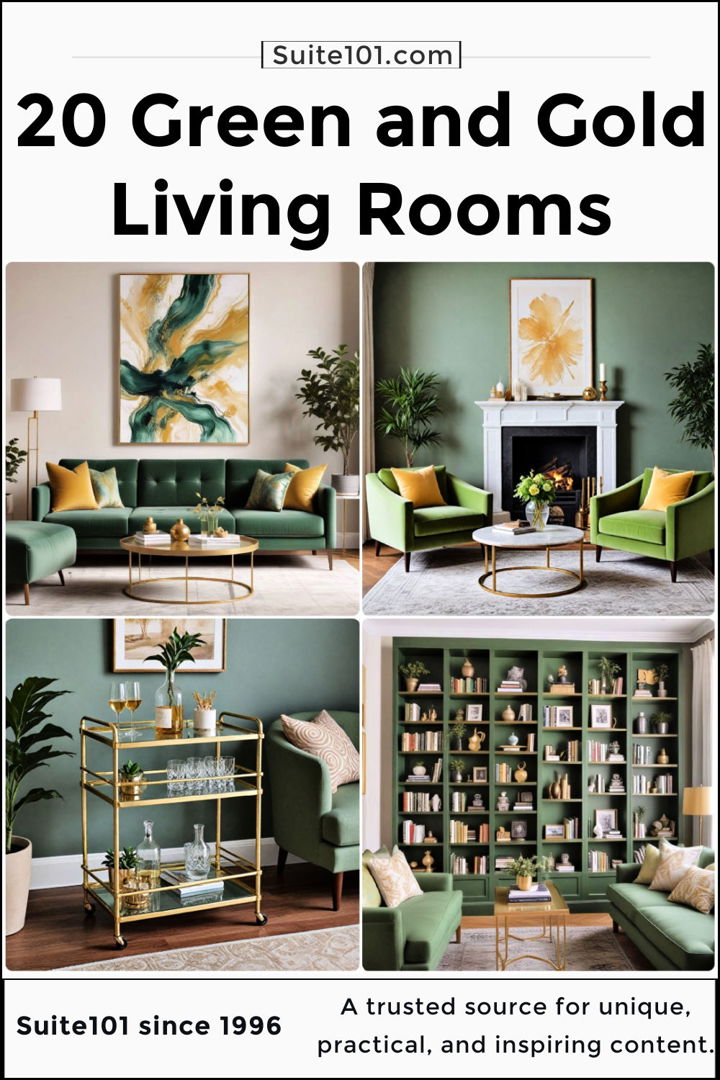 best green and gold living room ideas