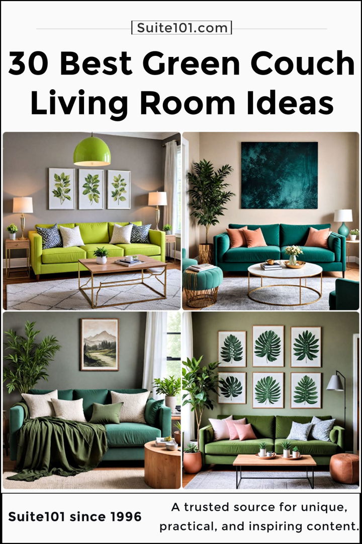 best green couch living room ideas