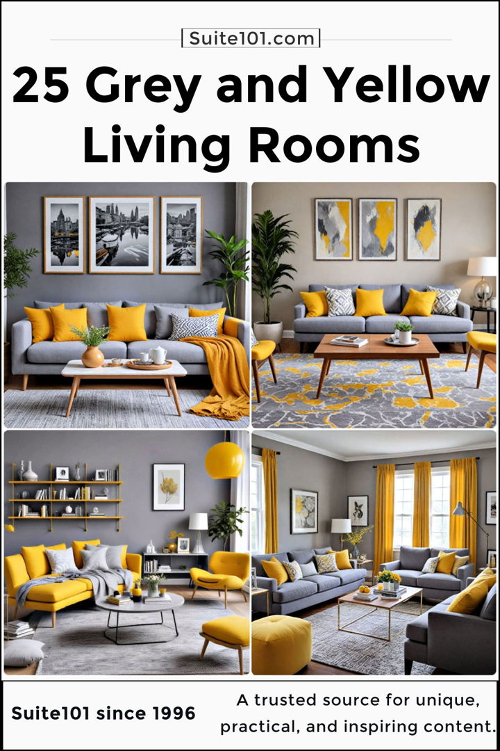 best grey and yellow living room ideas