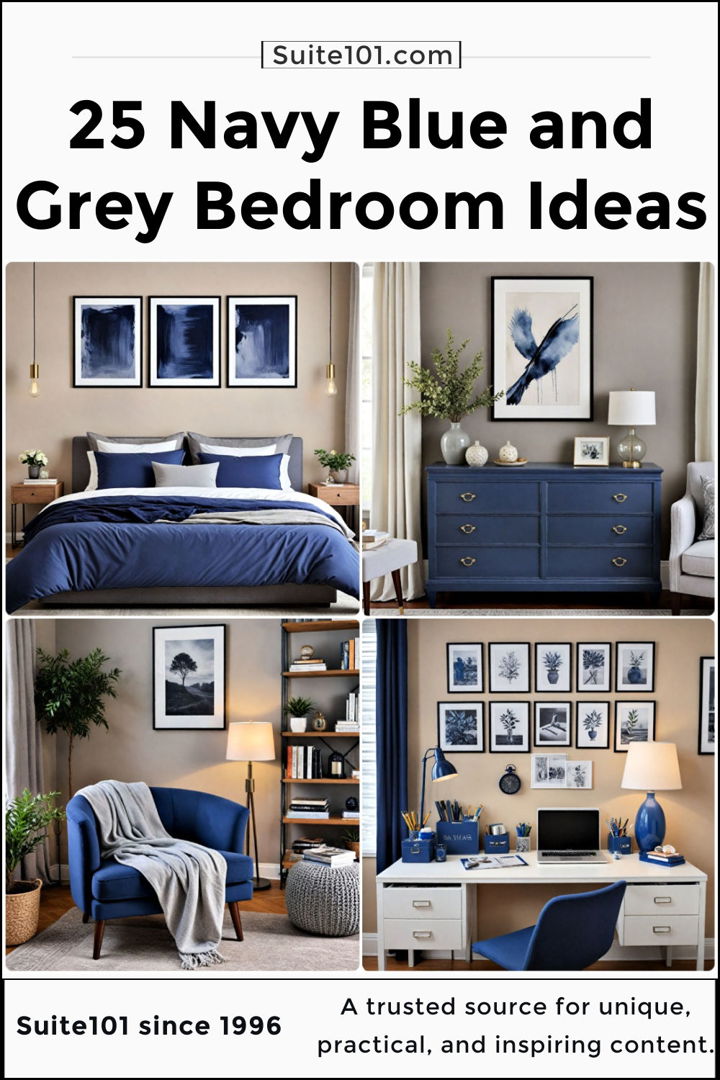 best navy blue and grey bedroom ideas