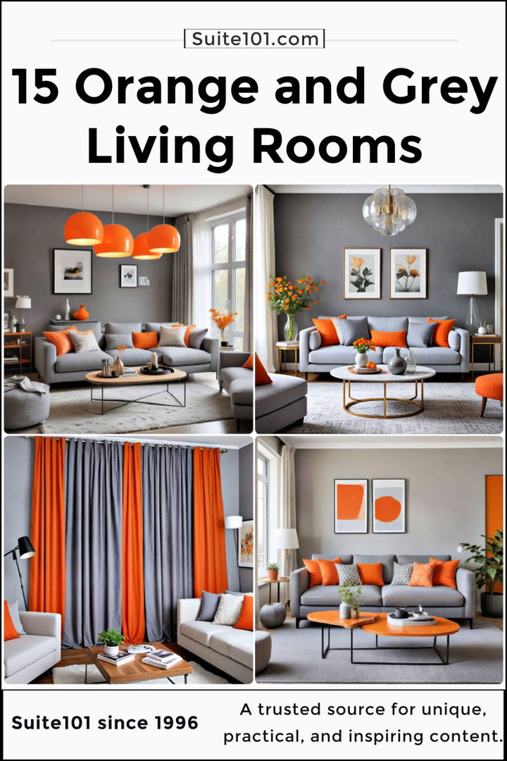 best orange and grey living room ideas