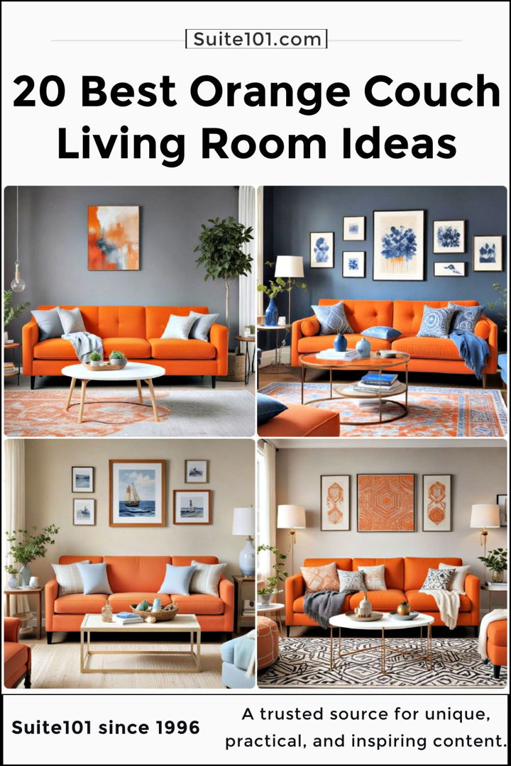 best orange couch living room ideas