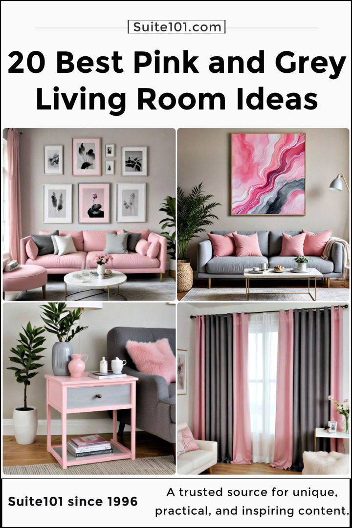 best pink and grey living room ideas