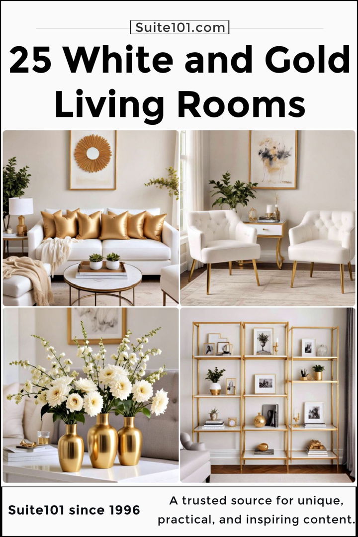 best white and gold living room ideas