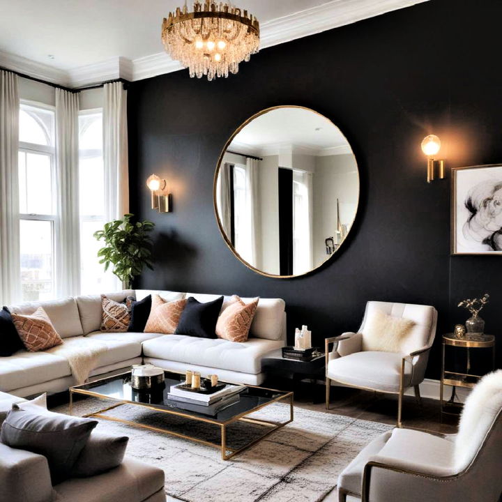 black accent wall for living room