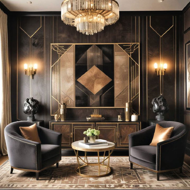 black and brown art deco for living room