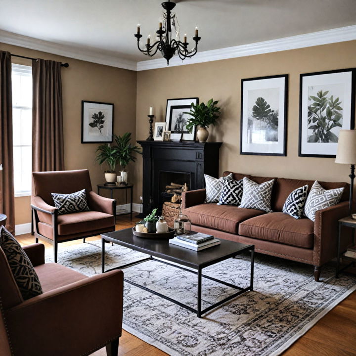 black and brown monochrome for living room