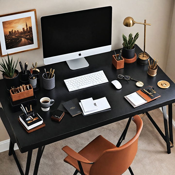 black and brown workspace for living room