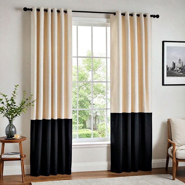 black and cream curtains for living room