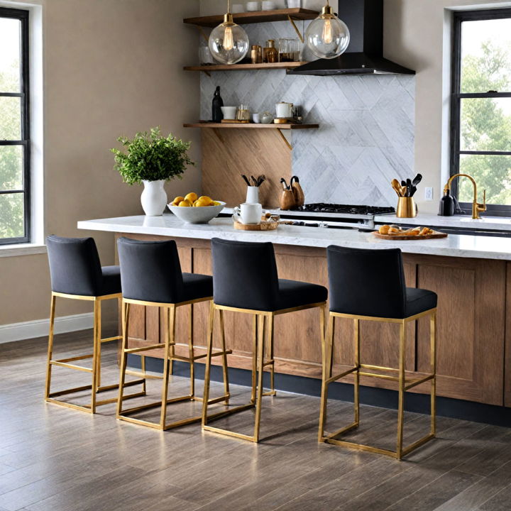 black and gold bar stools for kitchen island