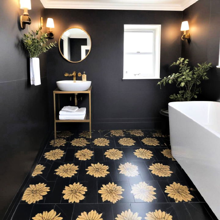 black and gold bathroom floor tiles