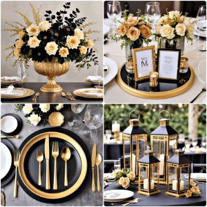 black and gold centerpiece ideas