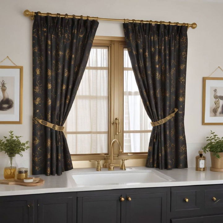 black and gold curtains for kitchen