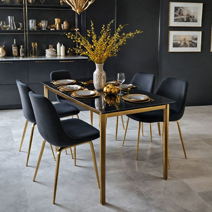 black and gold dining set for kitchen