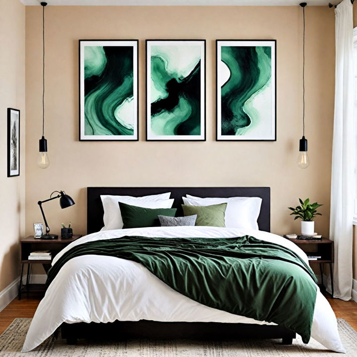 black and green artwork for bedroom