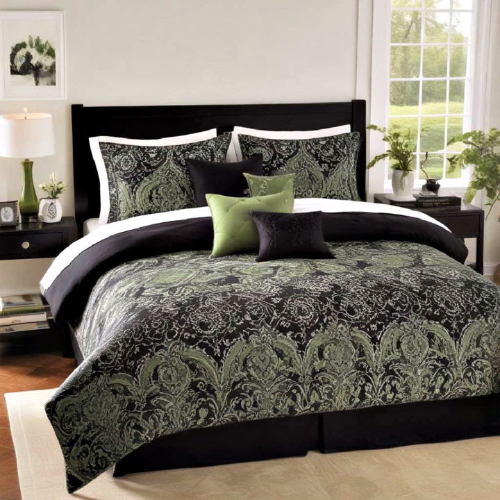 black and green bedding