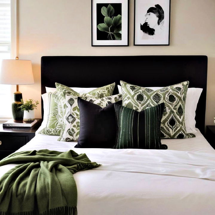 black and green decorative cushions