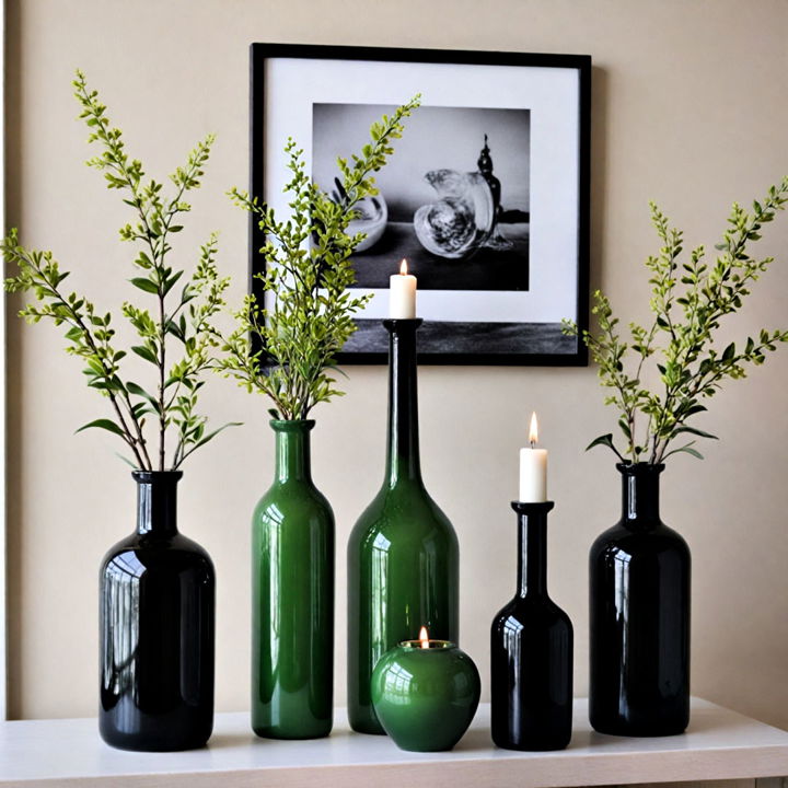 black and green decorative items