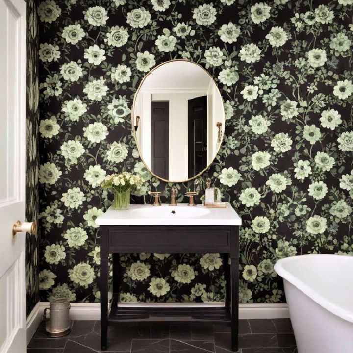 black and green wallpaper for bathroom