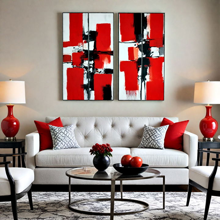 black and red artwork for living room