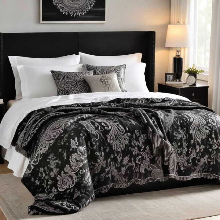 black and silver throw blankets for bedroom