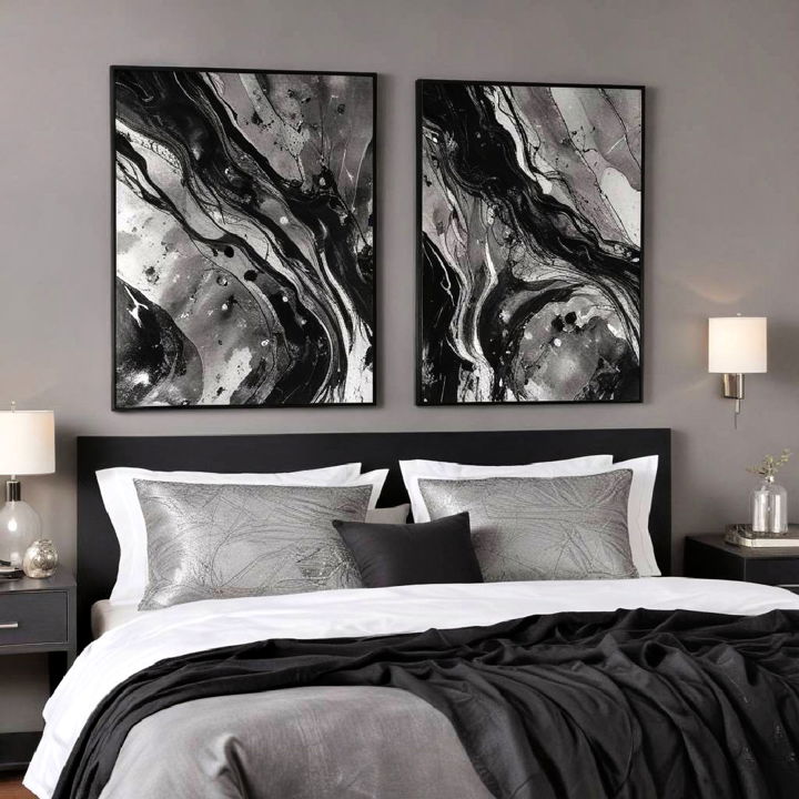 black and silver wall art bedroom