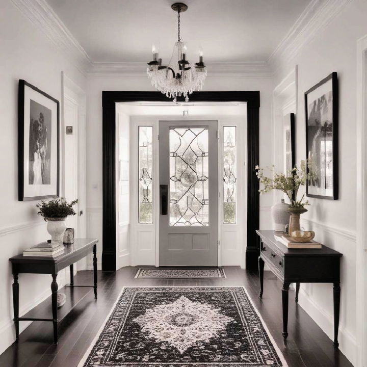 black and white entryway classic contrast idea