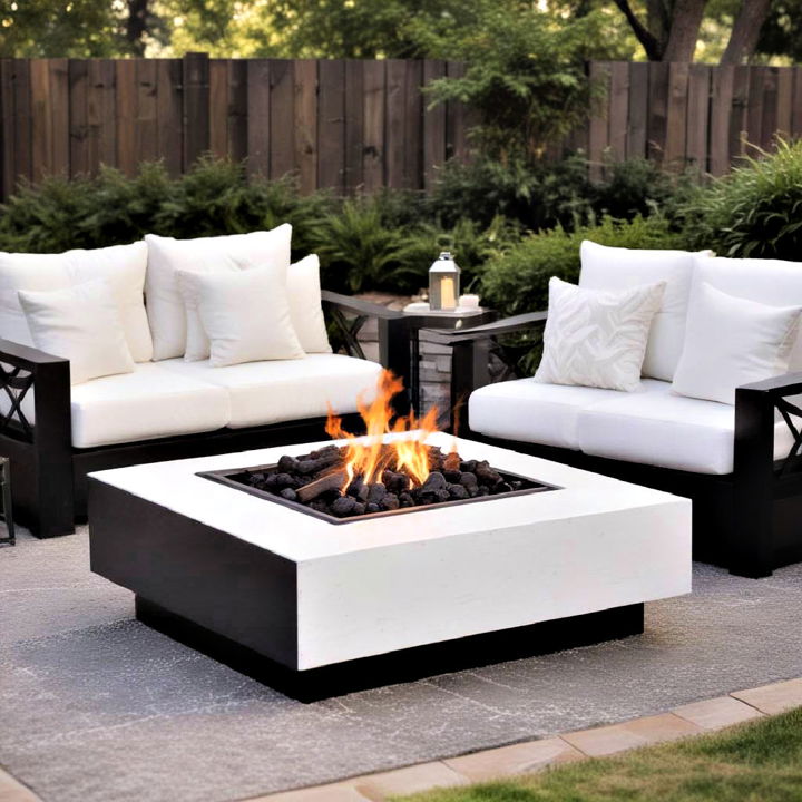 black and white fire pit