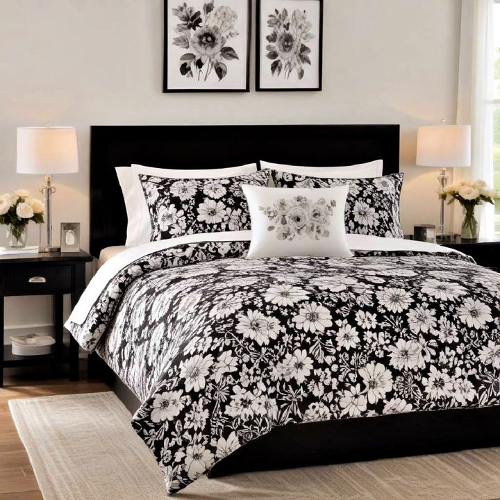 black and white floral bedding