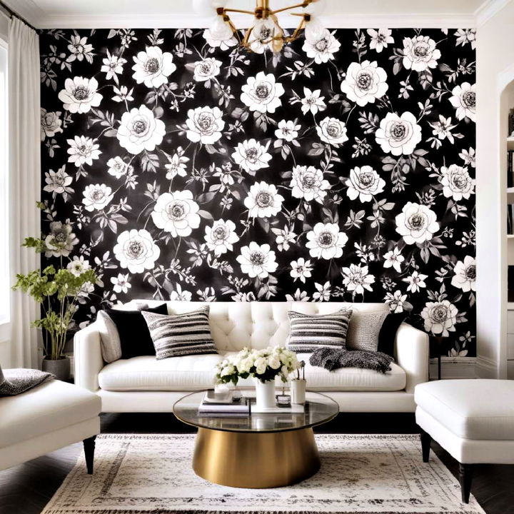 black and white florals wallpaper