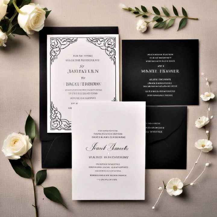 black and white invitations for wedding