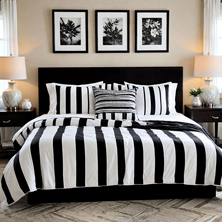 black and white striped bedding