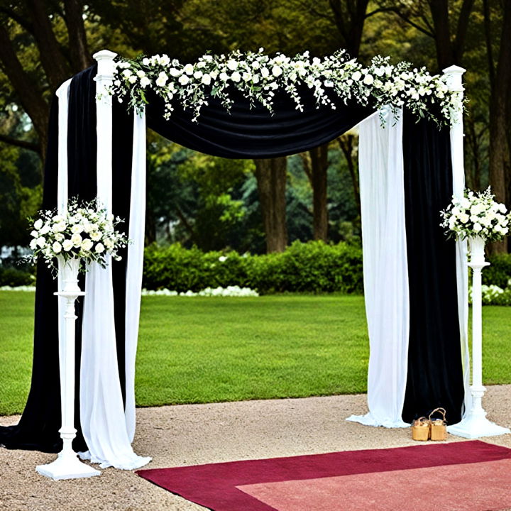 black and white wedding arch