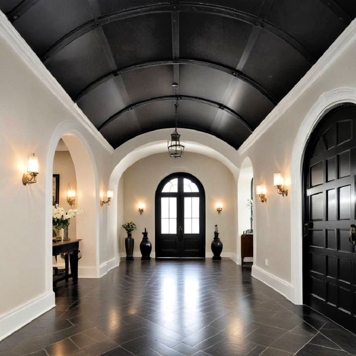 black barrel vault ceiling