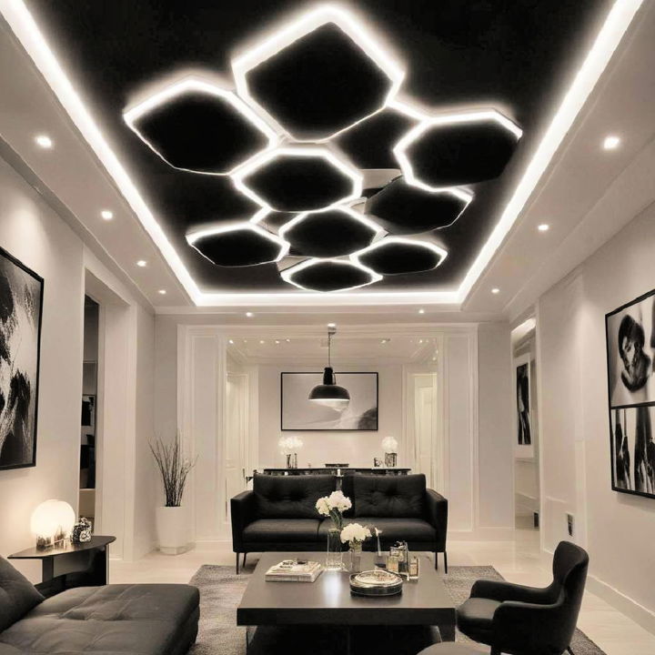 black ceiling with led backlighting design