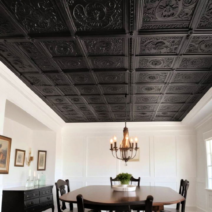 black faux tin ceiling