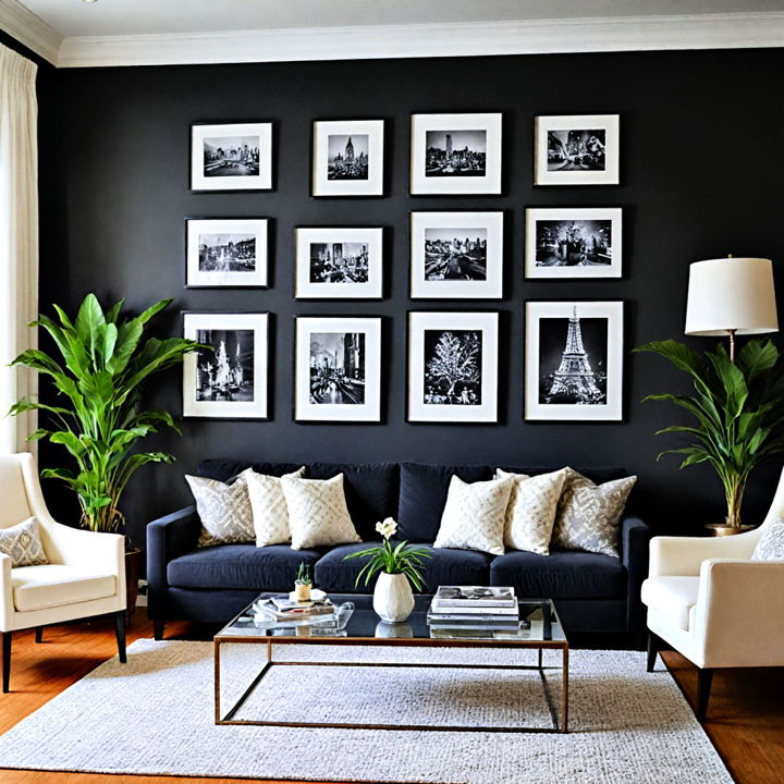 black feature wall with cream decor