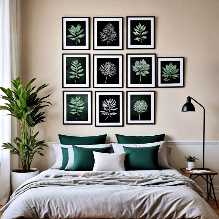 black frames for green art prints