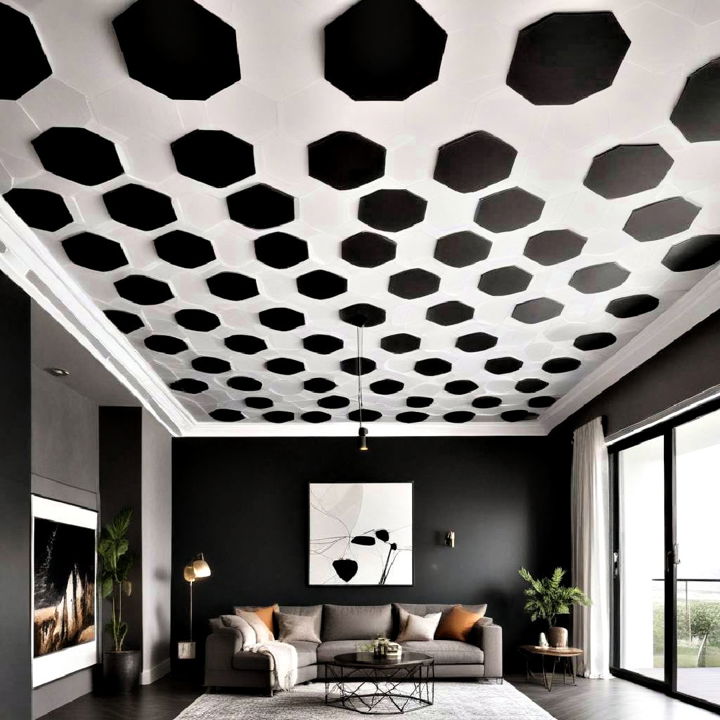 black geo patterned ceiling