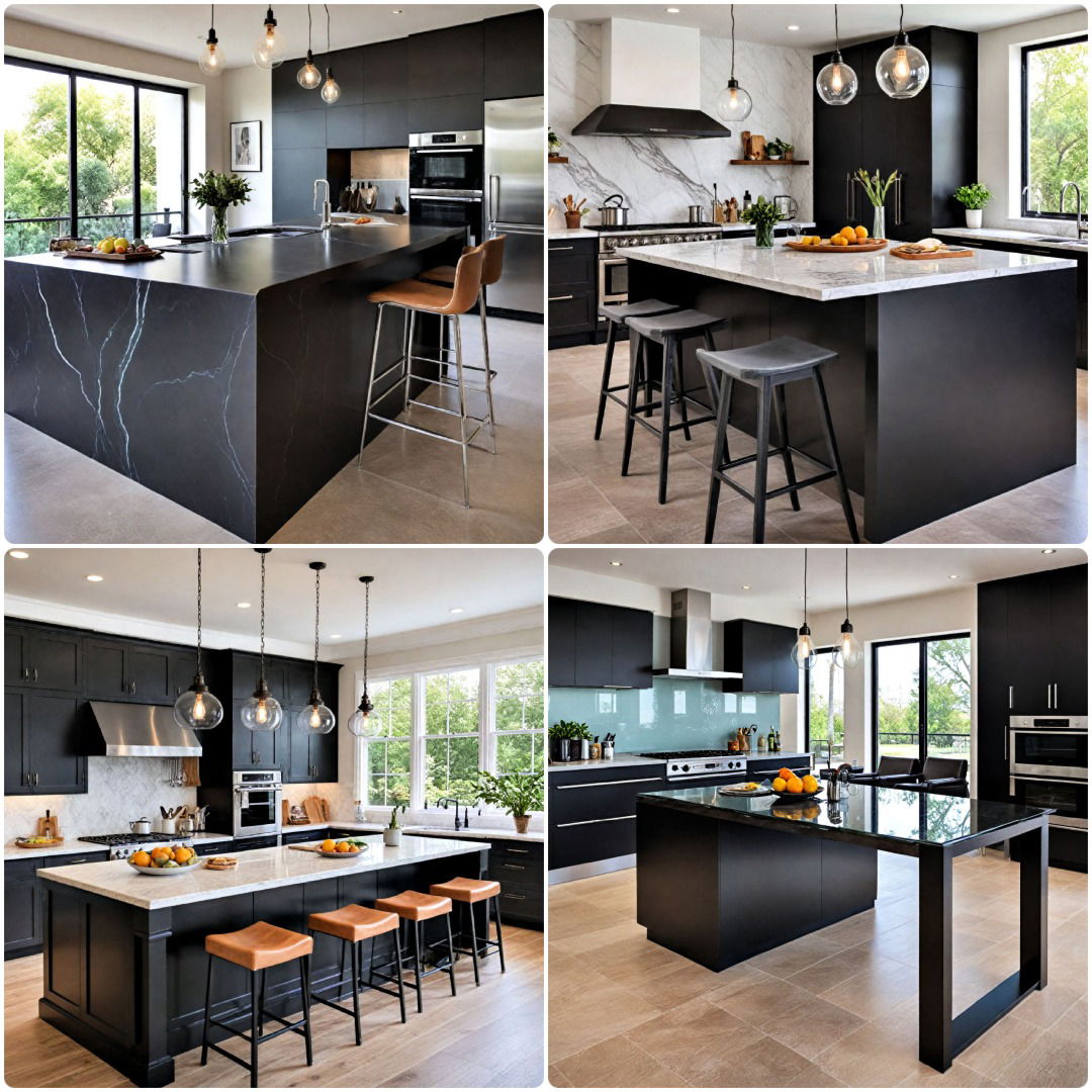 black kitchen islands