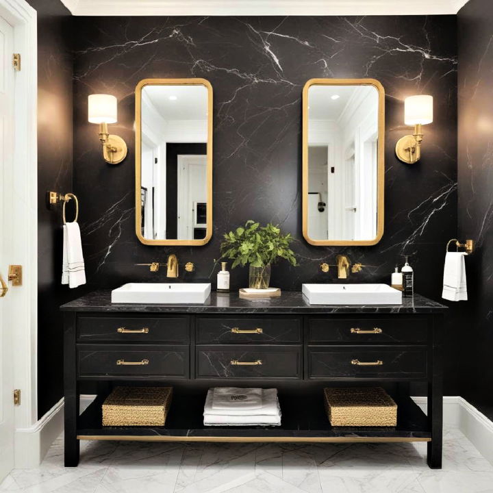 black marble accents for bathroom