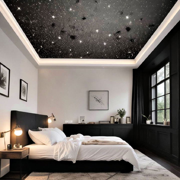 black starry sky ceiling for bedroom
