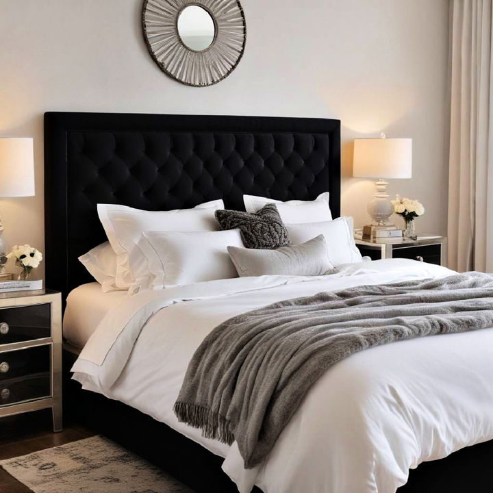 black upholstered headboard for bedroom