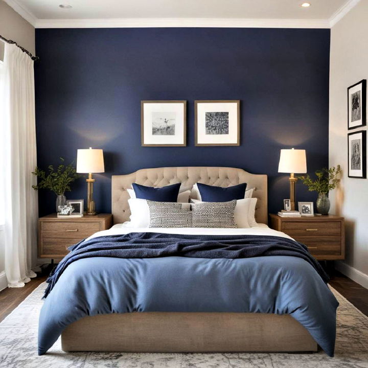 blue accent wall for bedroom