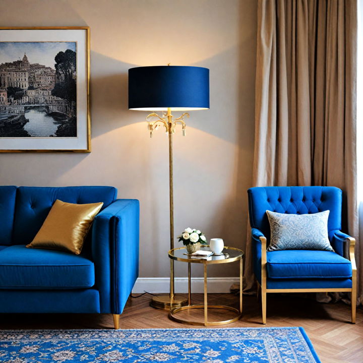 blue and gold floor lamp for living room