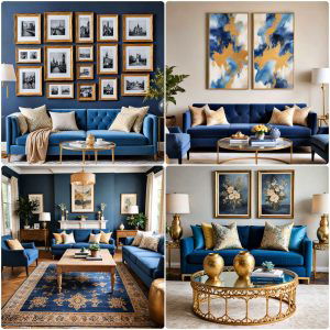 blue and gold living room ideas