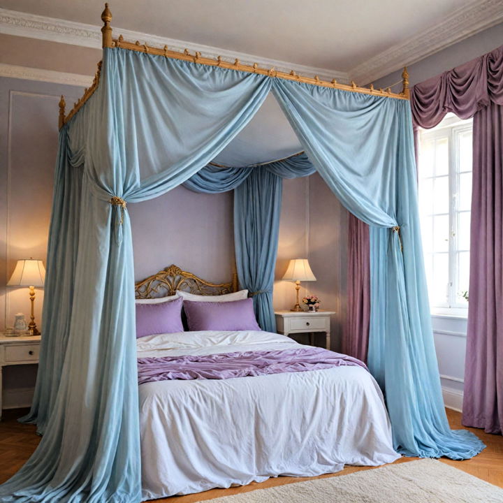 blue and purple bed canopy