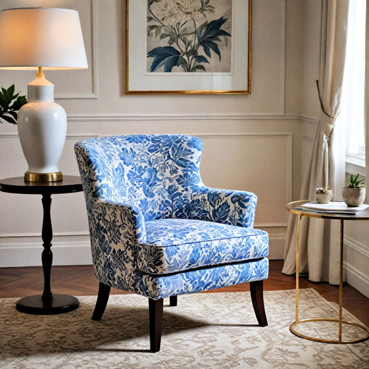 blue and white accent chairs