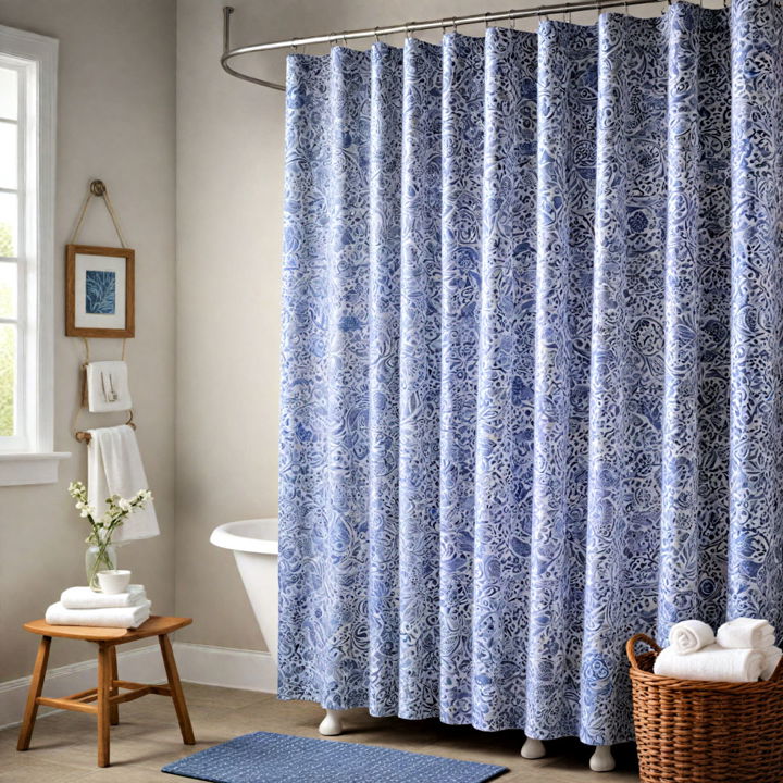 blue and white shower curtain design