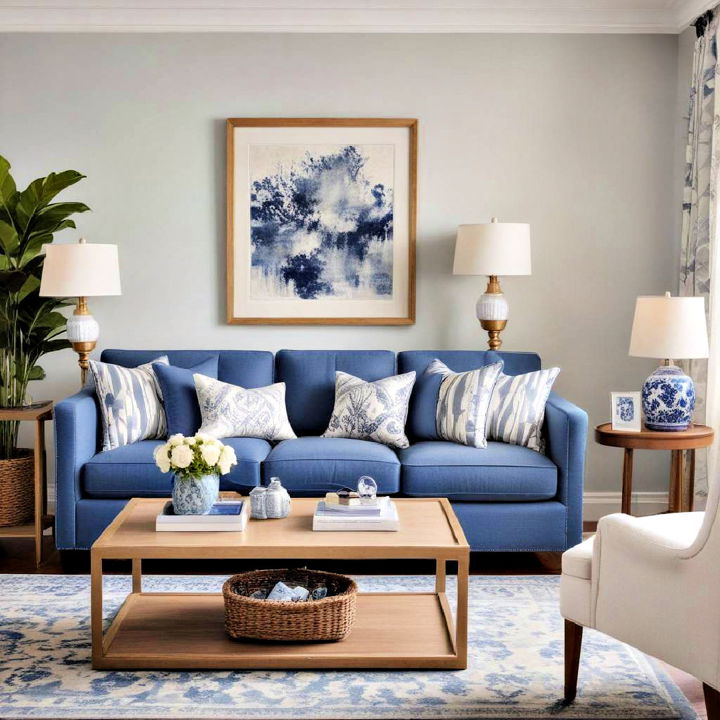 blue and white upholstery furniture